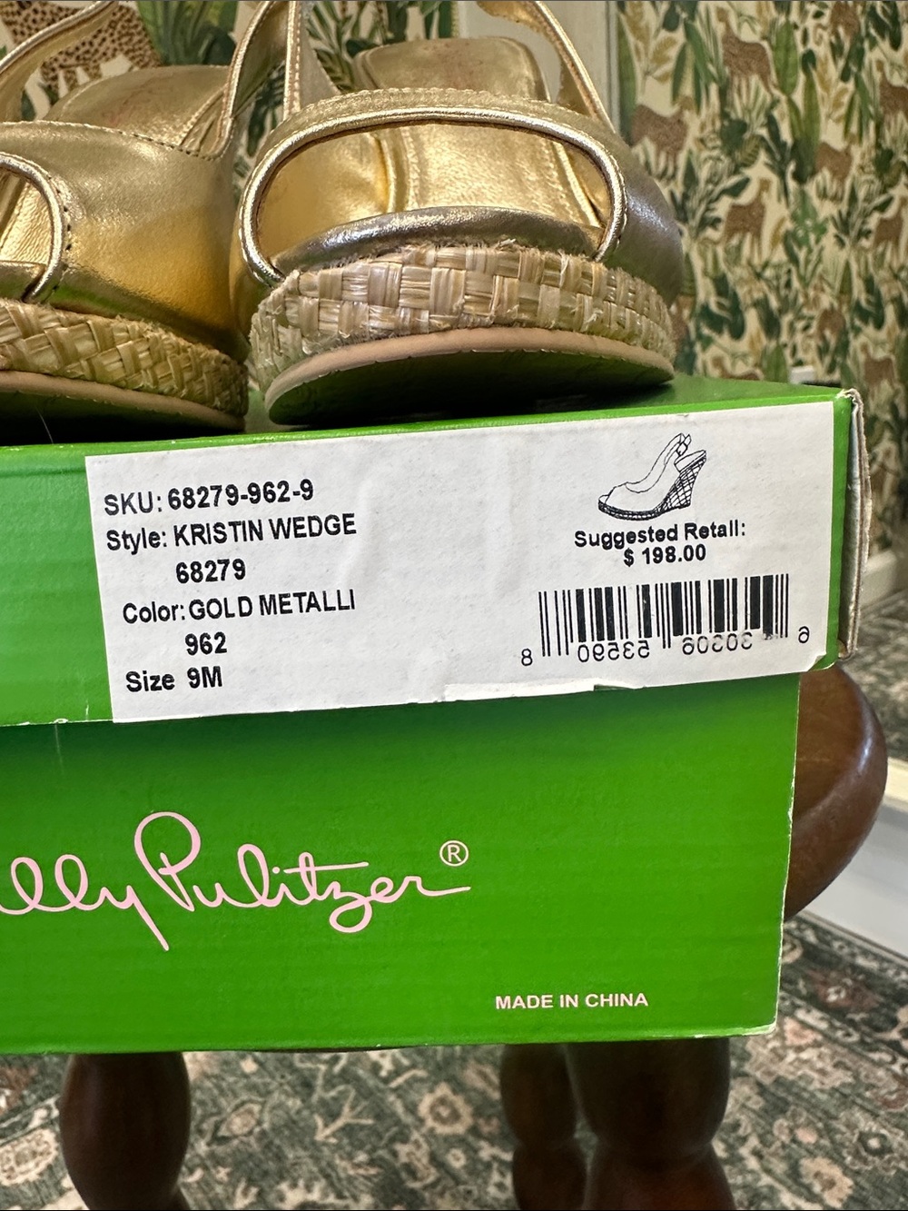 Lilly Pulitzer Gold Metallic Kristin Wedge Slingback Heels size 8 - Picture 2 of 6